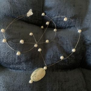 PEARL semi precious STONE long NECKLACE